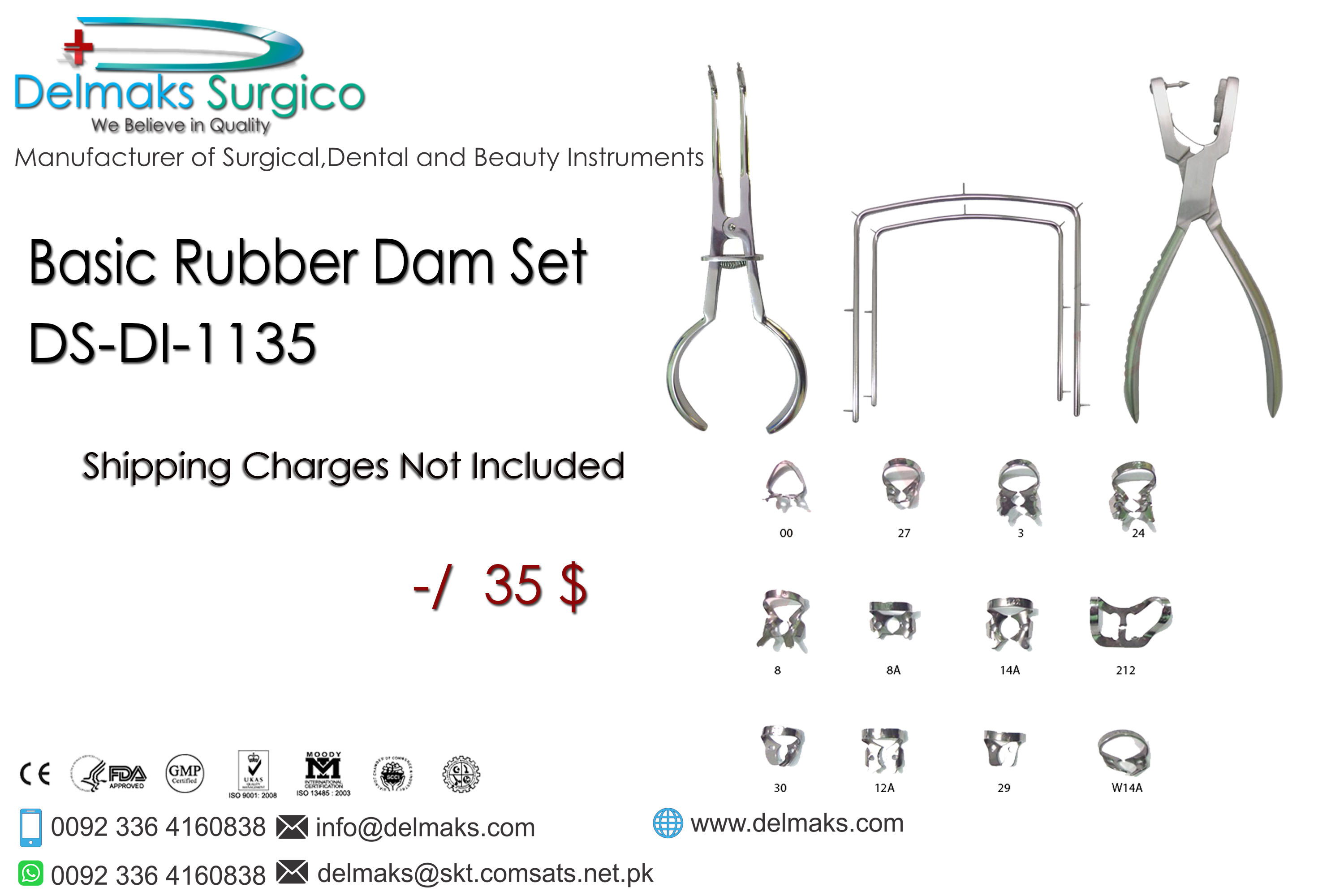 Basic Rubber Dam Set-Rubber Dam Instruments-Dental Instruments-Delmaks Surgico