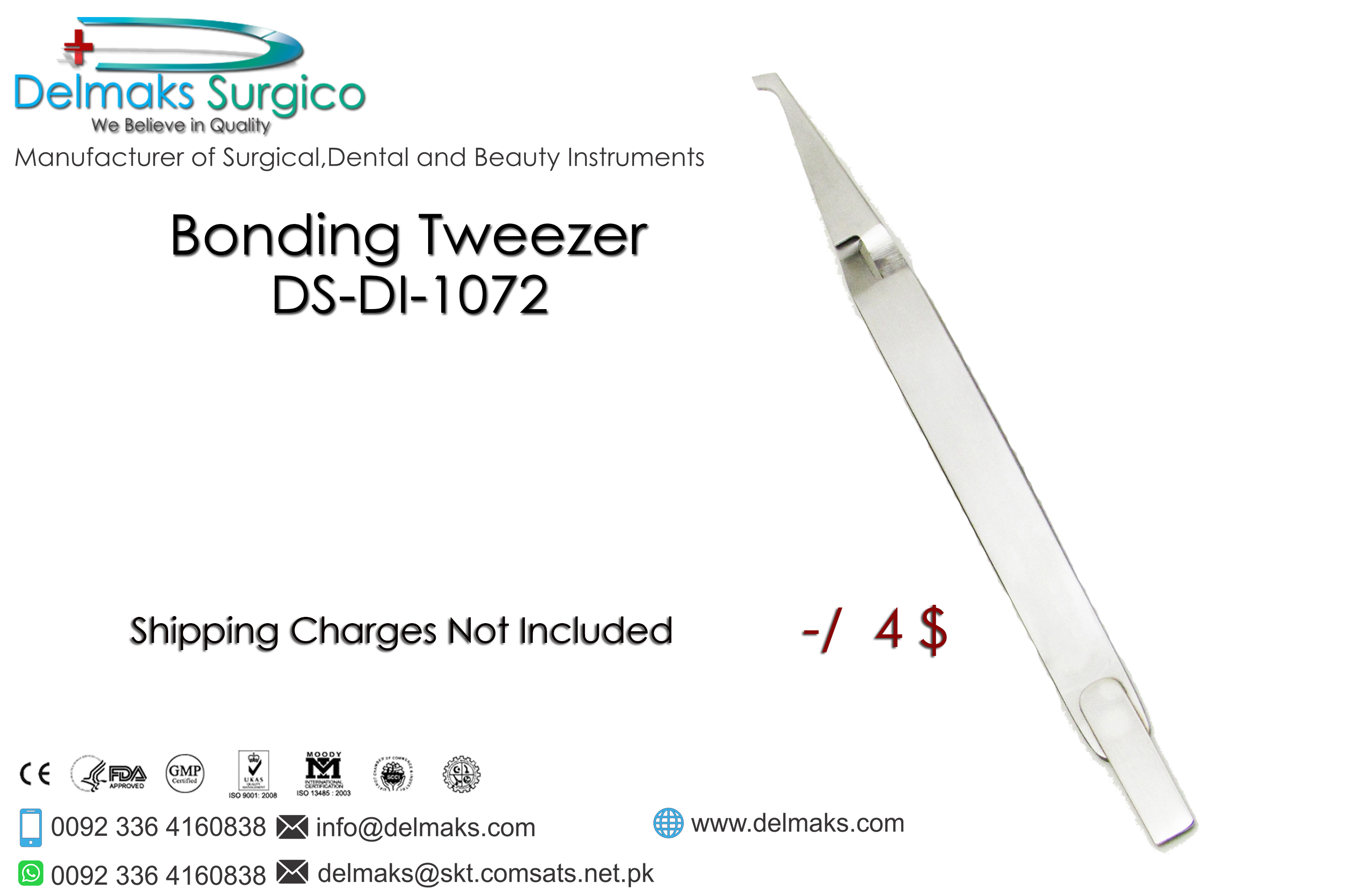 Bonding Tweezer-Bracket Tweezers-Orthodontics-Dental Instruments-Delmaks Surgico