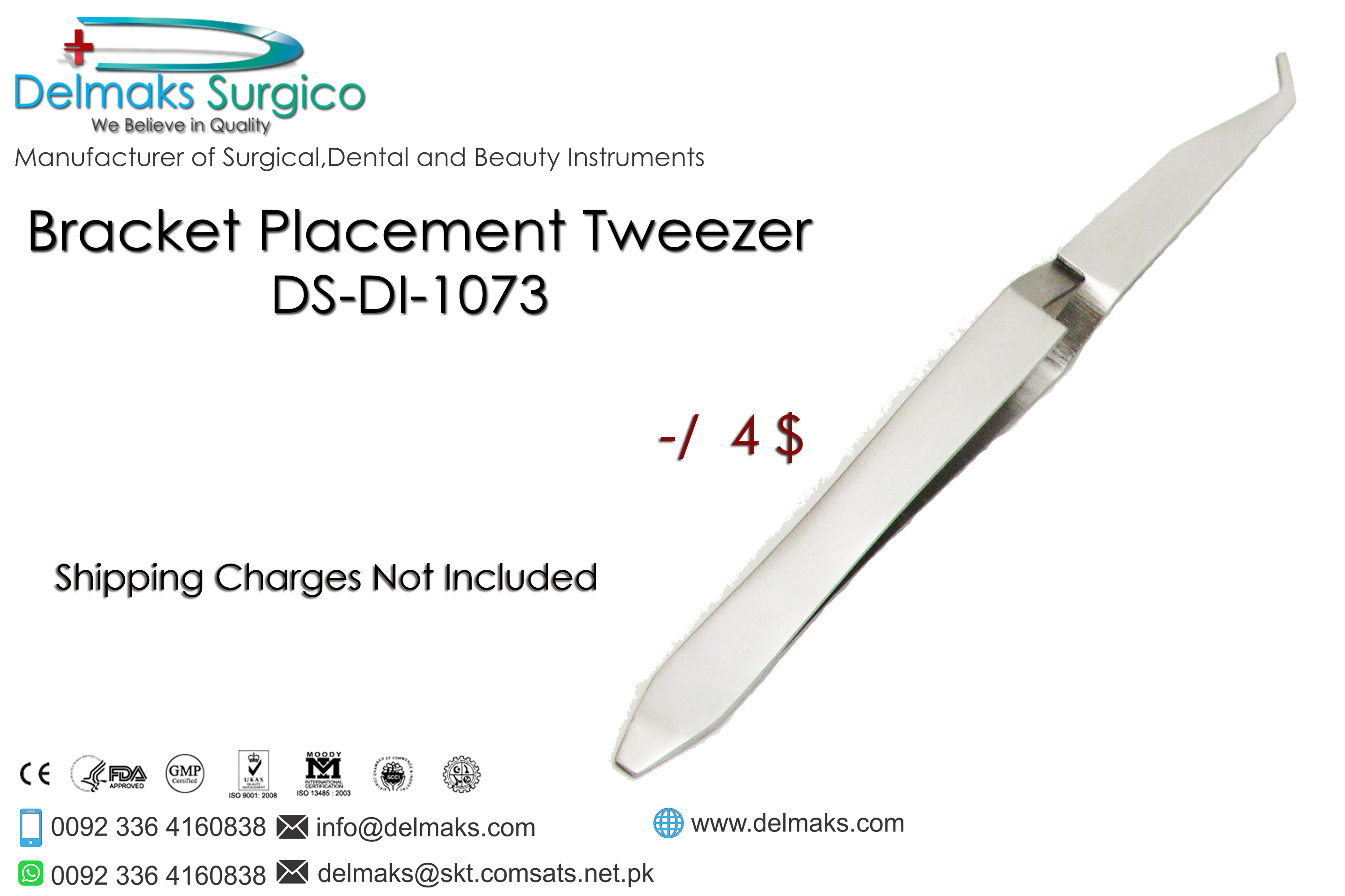 Bracket Placement Tweezer-Bracket Tweezers-Orthodontics-Orthodontic Instruments-Dental Instruments-Delmaks Surgico