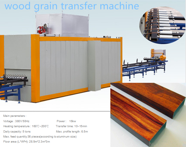 Wood grain transfer machine for aluminum 