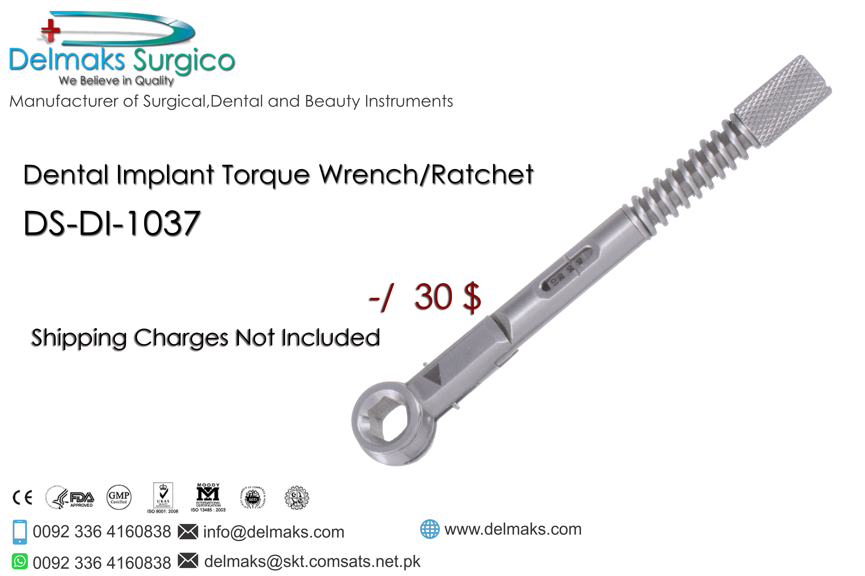 Dental Implant Torque Wrench Ratchet-Dental Implants-Dental Instruments-Delmaks Surgico
