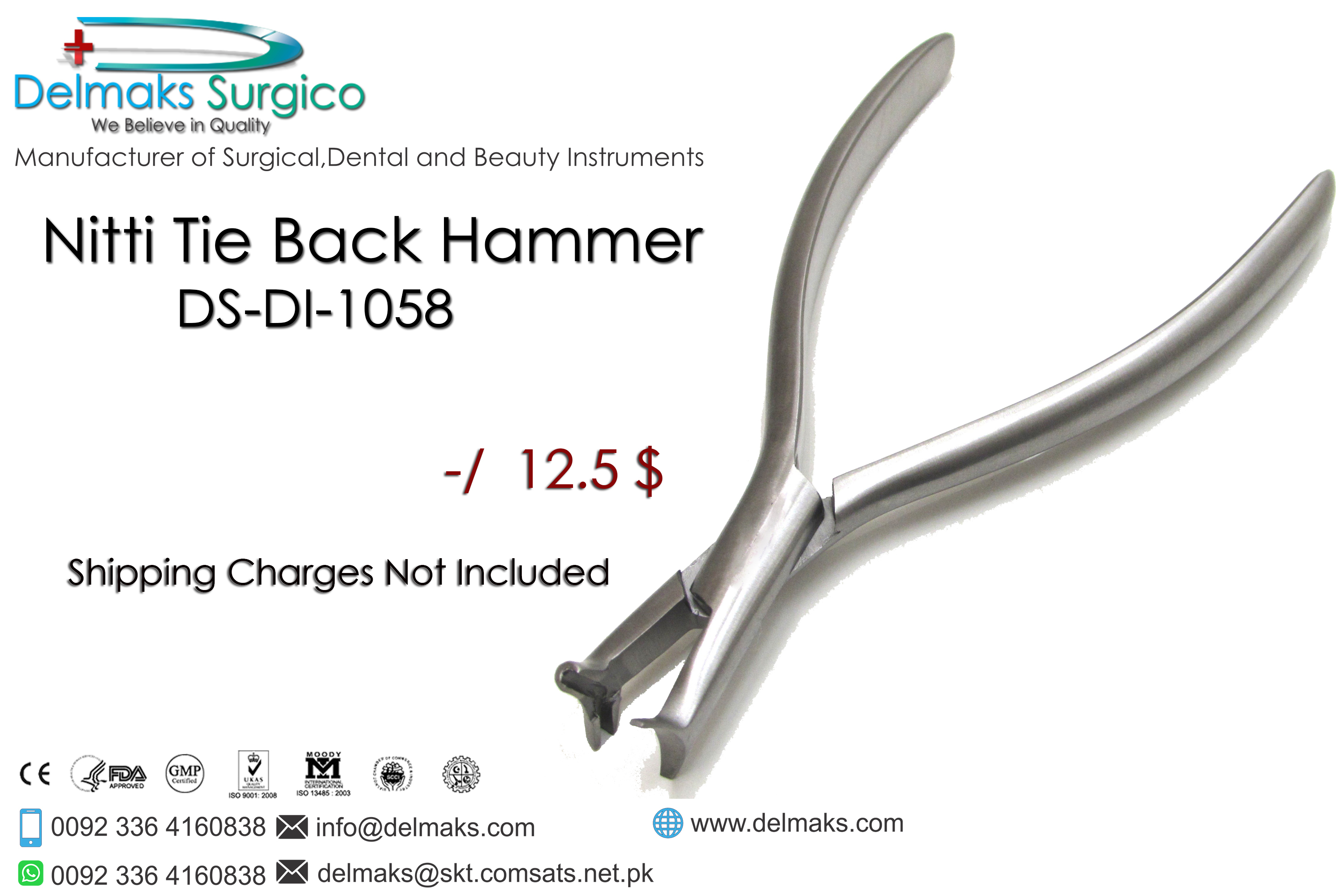 Nitti Tie Back Hammer Plier-Orthodontic Pliers-Orthodontic Instruments-Dental Instruments-Delmaks Surgico