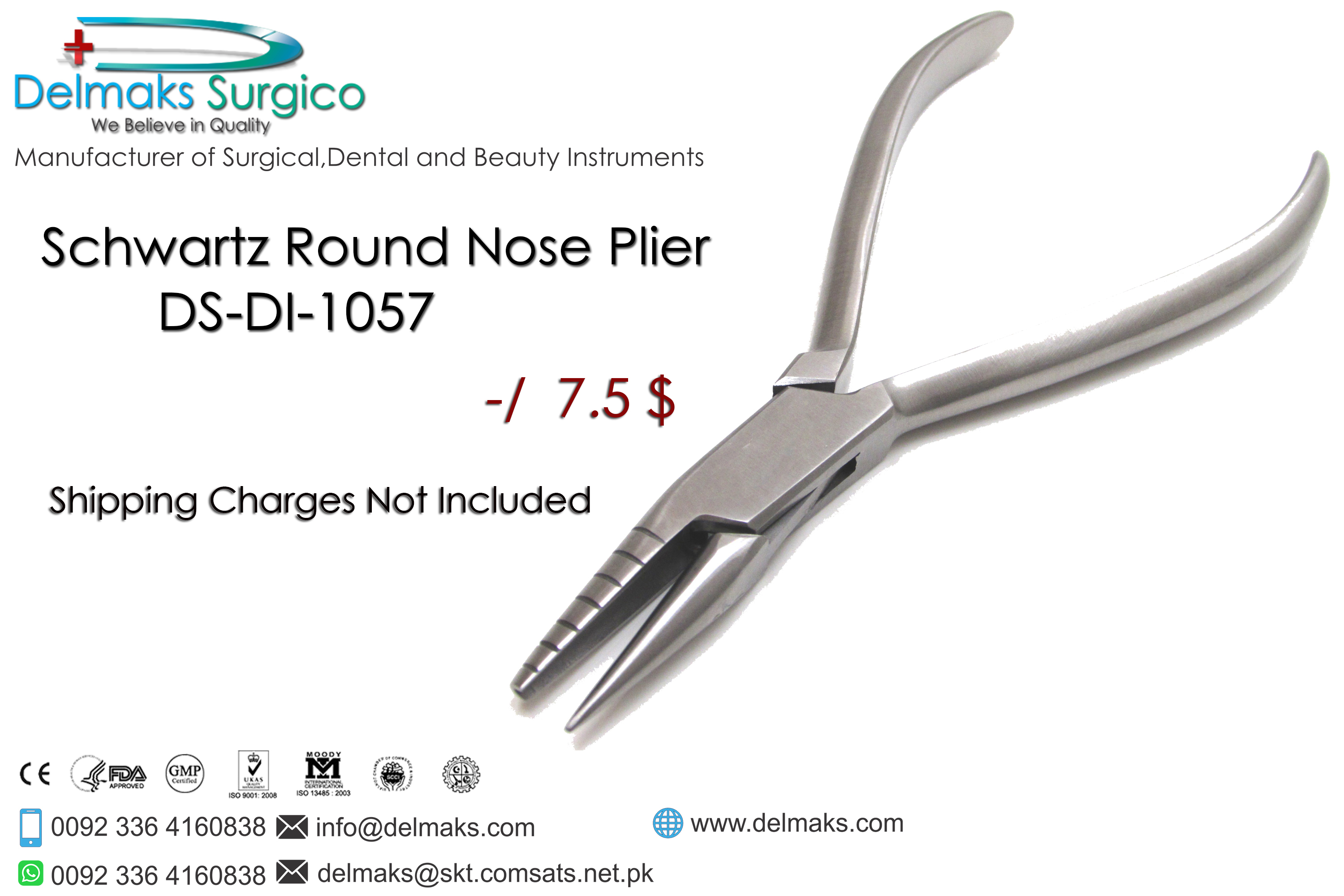 Schwartz Round Nose Plier-Orthodontic Pliers-Orthodontic Instruments-Dental Instruments-Delmaks Surgico