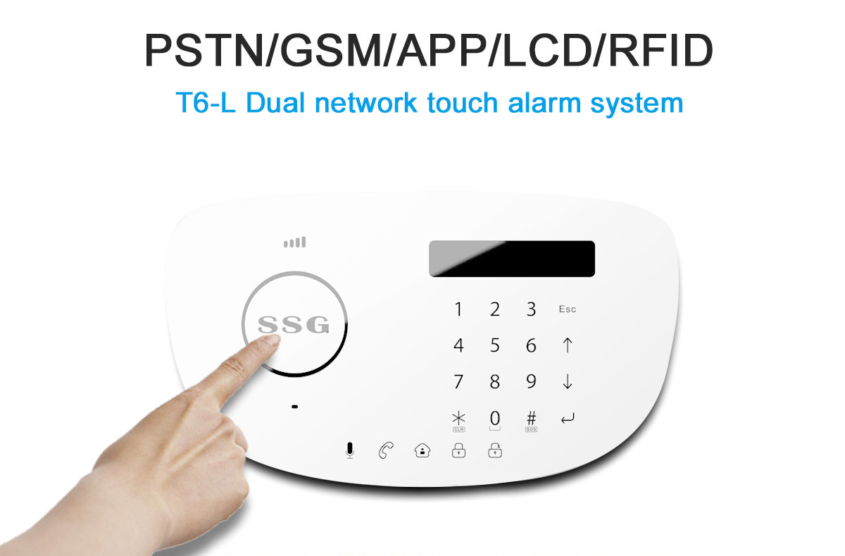 SSG T6L Screen Touch Keypad Smart Intelligent PSTN GSM Alarm System for Apartment
