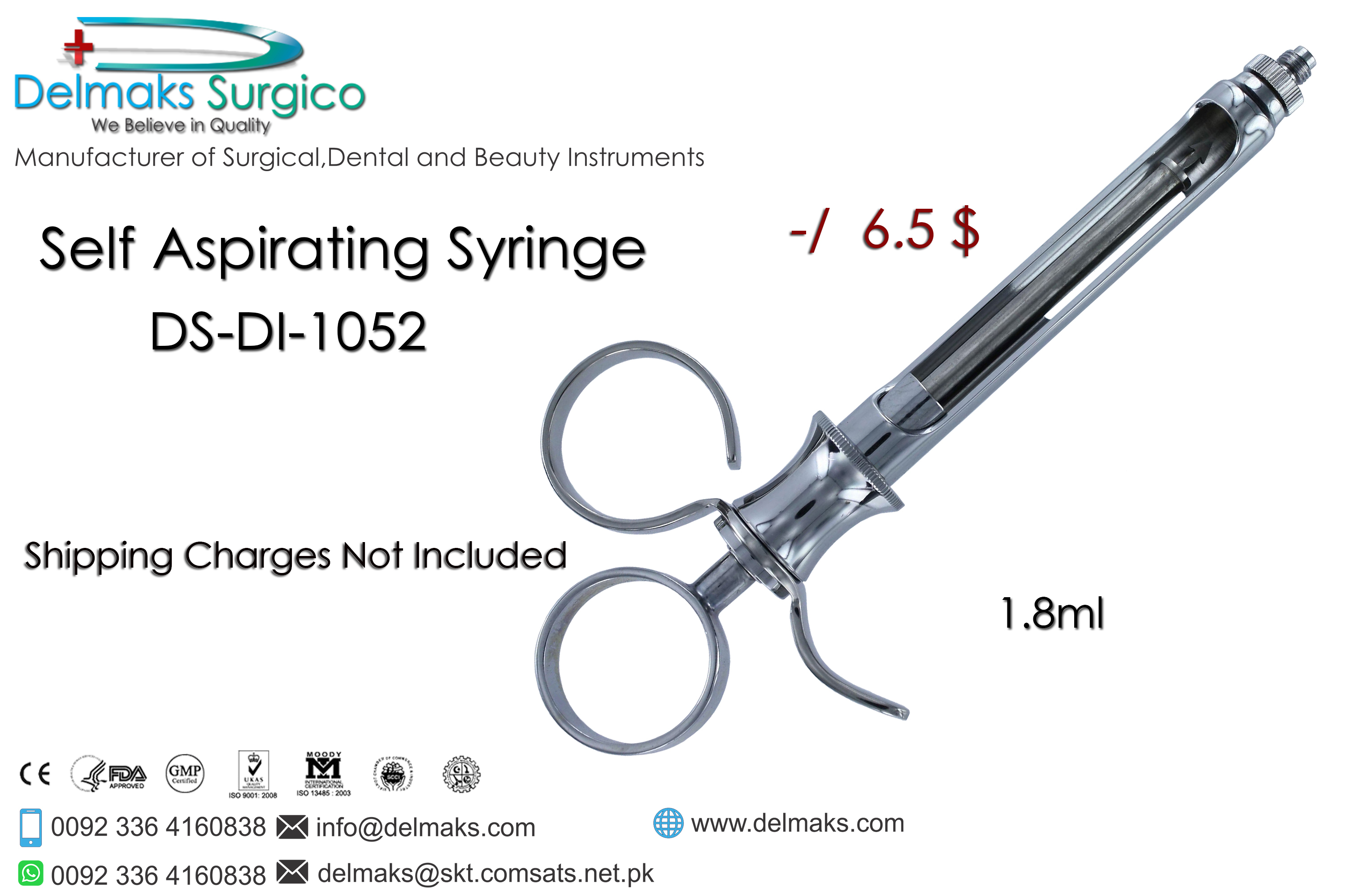 Self Aspirating Syringe-Dental Syringes-Dental Instruments-Delmaks Surgico