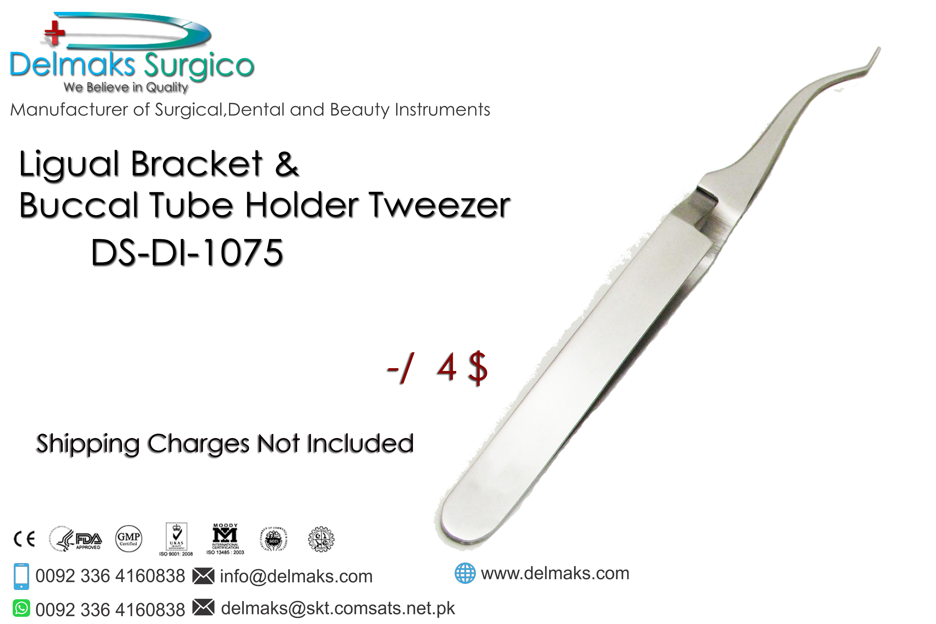 Lingual Bracket & Buccal Tube Holder Tweezer-Bracket Tweezers-Orthodontics-Dental Instruments-Delmaks Surgico
