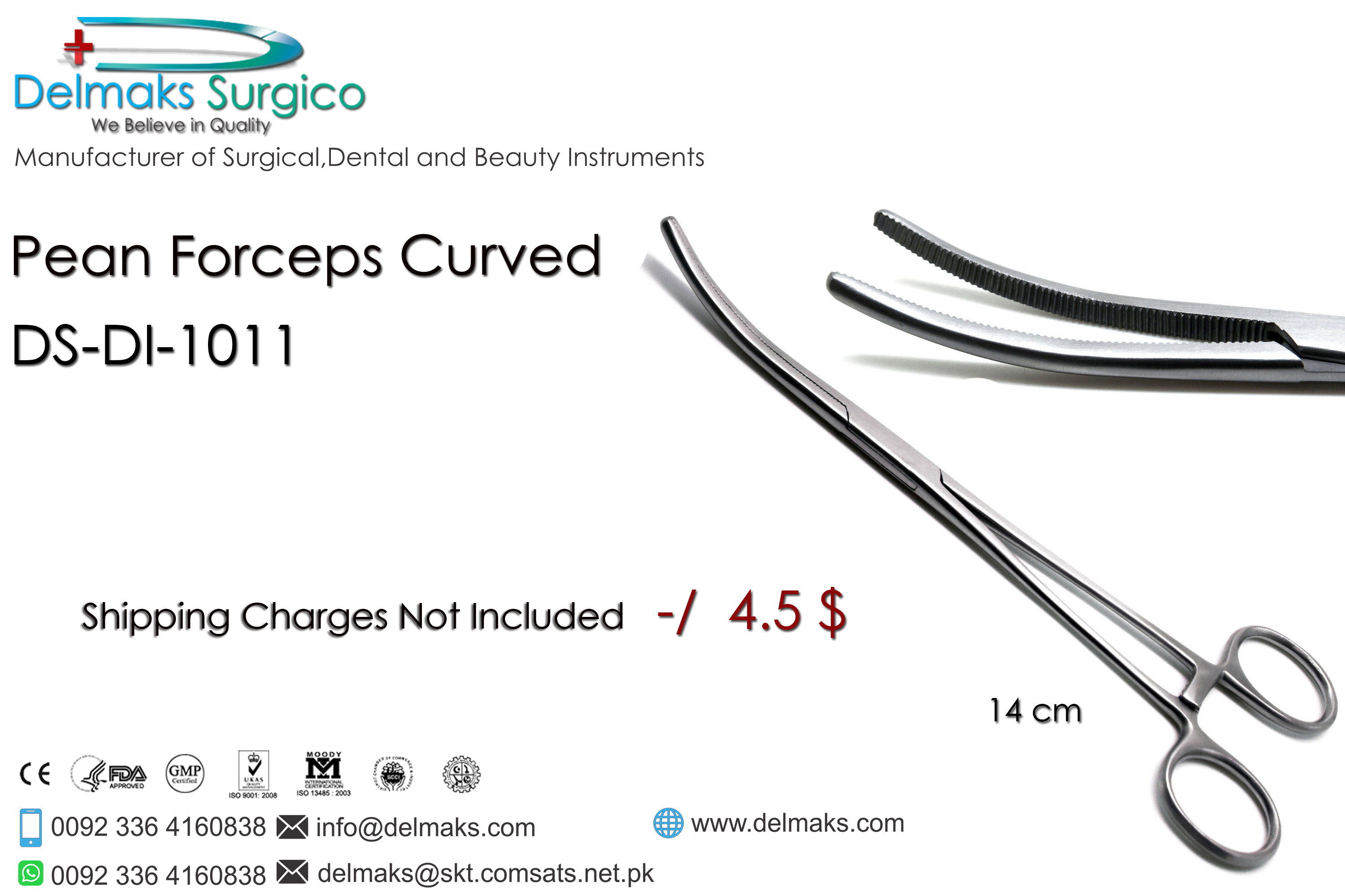 Pean Forceps Curved-Haemostat Forceps-Dental Instruments-Delmaks Surgico