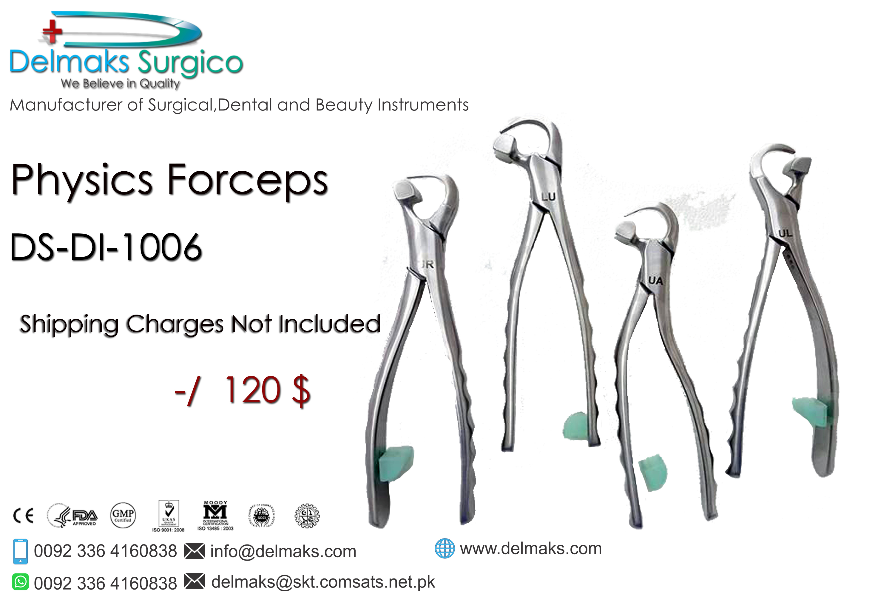 Physics Forceps- Extrating Forceps-Extraction Forceps-Dental Instruments-Delmaks Surgico
