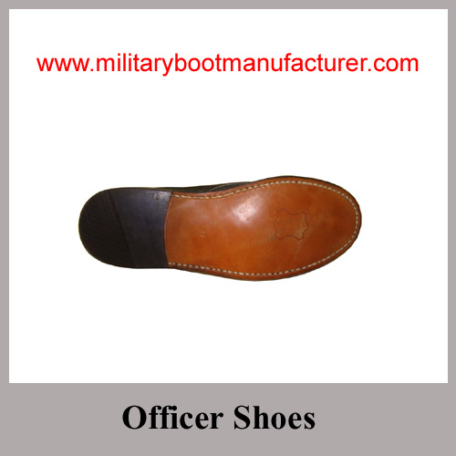 Wholesale China Made Black Full Grain Leather Lady Officer Shoes with Leather Sole
