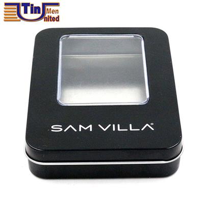 Small Rectangular USB Flash Drive Tin Can With A PVC Window