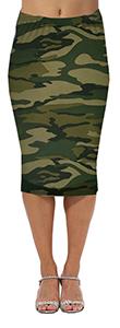 Women Elegant Knee Length Army Military Camouflage Skirt High Waist Skinny Lady Pencil Skirt