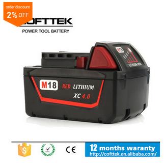 High Quality Power Tool Battery for Milwaukee 18V Tools Battery M18 Xc Lithium-Ion Battery 4.0ah Milwaukee 18V Battery​