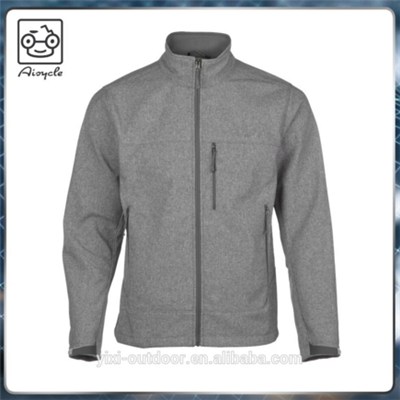 Heather Mealange Grey Fleece Lined Softshell Jacket For Sportwear
