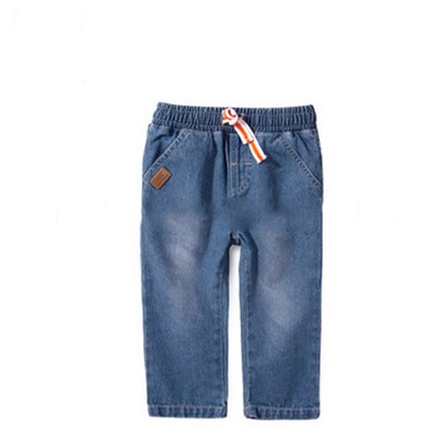Girls' 100%cotton Denim Ventilate Printed And Soft Long Pants With Two Pockets