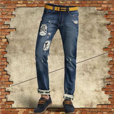 New Fashionable Boys' Light Denim Embroidered Pants With Metal Zipper And Pockets