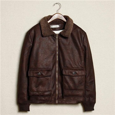 Morden Men Latest Design Pure Hand Genuine Leather Winter Jacket With Zipper