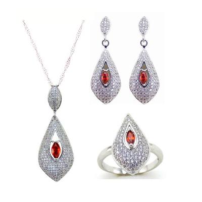Wholesale Alibaba Jewelry Ladies Cubic Zirconia Jewelry Necklace Earrings Ring Set