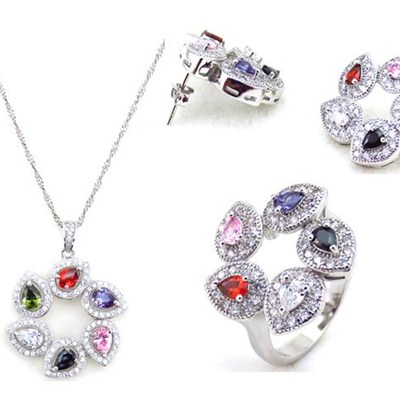 Wedding Bridal Colorful Crystal Jewelry Set Wholesale From China