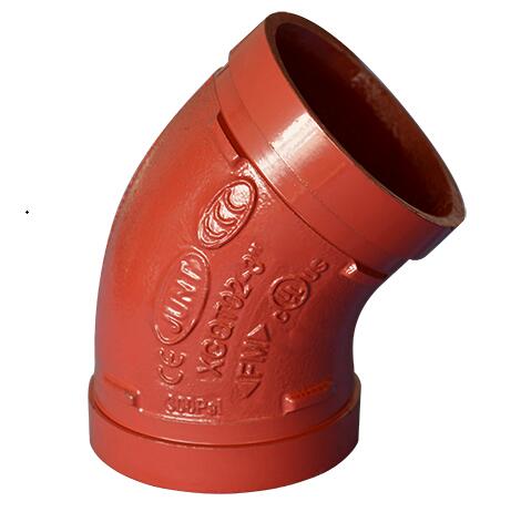 FM/UL/Ce Certified 22.5 degree elbow Grooved Pipe Fittings for Fire Fighting Systems