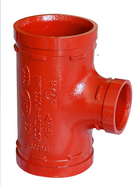FM/UL Approved Grooved Reducing Tee Fire Fighting Ductile Iron Grooved Pipe Fitting