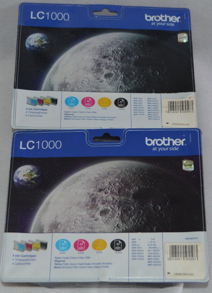 Genuine Brother LC1000 Value Pack Ink Catridges Cyan + Magenta + Yellow + Black ....$5 USD