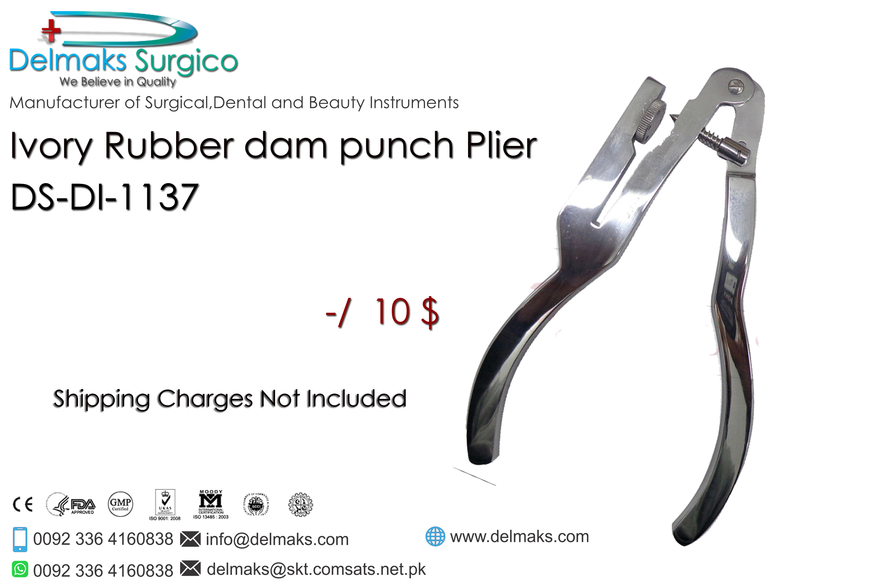 Ivory Rubber Dam Punch Plier-Rubber Dam Instruments-Dental Implants-Crown Instruments-Orthodontics-Syringes-Orthodontic Pliers-Instruments-Dental Instruments-Extracting Forceps-Delmaks Surgico-Dental 