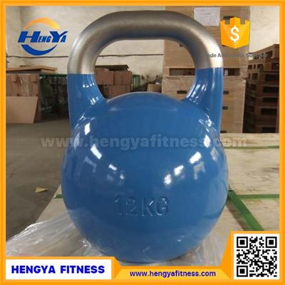 Stainless Steel Handle Logo Carved Steel Competition Kettlebell
