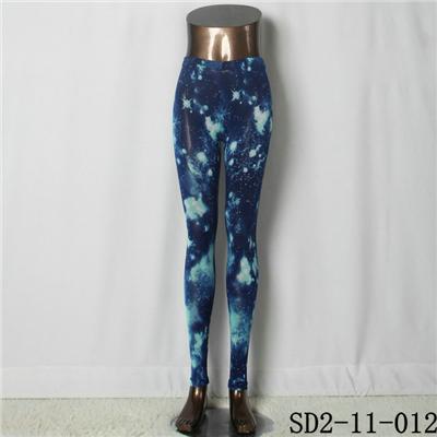 2015 Latest Fashion Knit Diffuse-nebula Dark-blue Print Slim Leggings