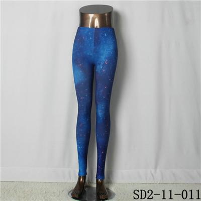 Latest  Fashion Knit Bright-stars Sapphire-blue Print Slim Leggings