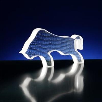 Water Cutting Crystal Glass Bull Statue