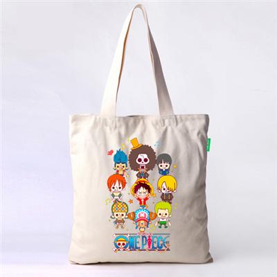 Luxury Plain Canvas Tote Bags With Cartoon Pattern