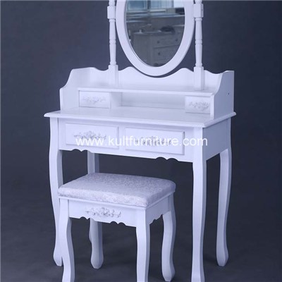 The Dressing Table Has 2 Drawers Providing Essential Storage, The Mirror Is Split Into Three Sections And The Sides Are Hinged For Adjustment