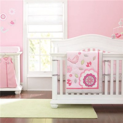 Hapy Bird Infant Baby Girl Crib Cot Bedding Set With Diaper Stacker