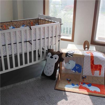 Unisex Baby Crib Bedding Set Bed Sheet Set Giraffe And Horse Animal Zoo Designs