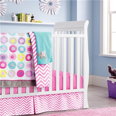 Colorful Circle Dots 5pcs Crib Bedding Set For Baby Gift From Professional Manufacturer