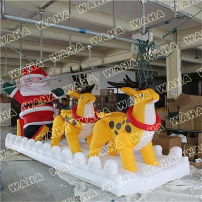 Customized Inflatable Santa With Sleigh And Reindeer For Outdoor Christmas Decoration With Led Ligh