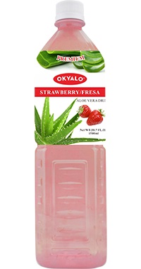 Okyalo 1.5L aloe soft drink with strawberry flavor