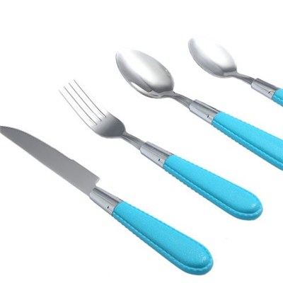 24pices Flatware Set with Plastic Handle