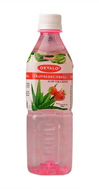 Okyalo 500ml raw aloe vera drink with strawberry flavor Okeyfood