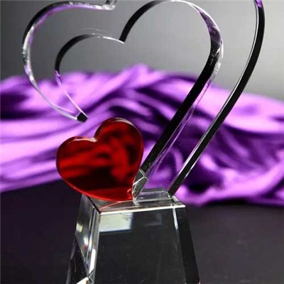 Beautiful Gifts Double Heart Crystal Award