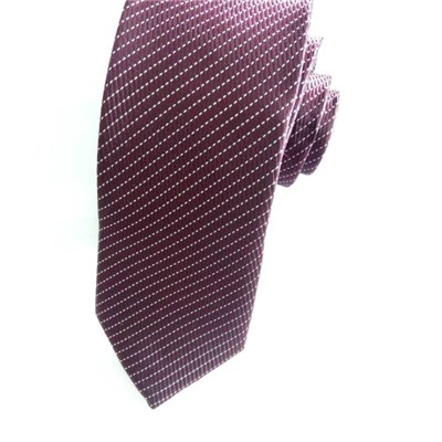 Red Wine Woven Striped Tie With White Dot