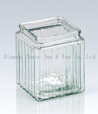 Streak Square Glass Candle Bottle (LZ860-E10174)