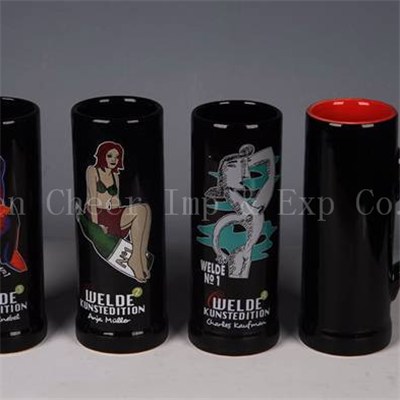 300ml Customized Pattern Printing Ceramic Beer Mugs