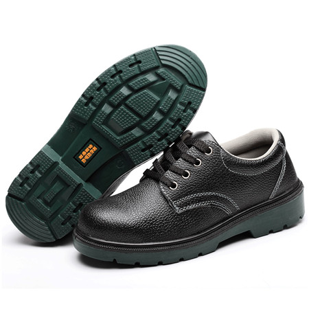 Black leather rubber soled shoes/anti smashing puncture proof shoes