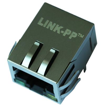13F-64GYDP2NL Single Port RJ45 Connector with 10/100 Base-T Integrated Magnetics,Green/Yellow LED,Tab Down,RoHS