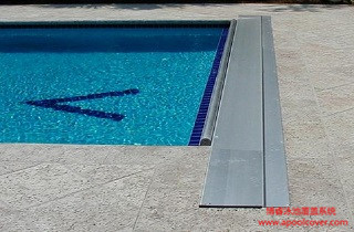 Safety swimming pool cover with track
