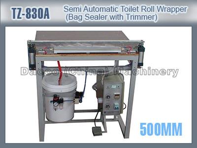 TZ-830A Semi Automatic Toilet Tissue Roll Wrapper Packing Machine Bag Sealer With Trimmer