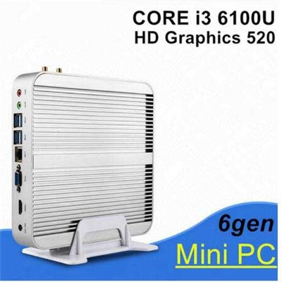 Mini Computer Windows 10 Intel Core I5 6200u  Fanless Barebone Mini PC 4K HTPC HDMI WiFi BT