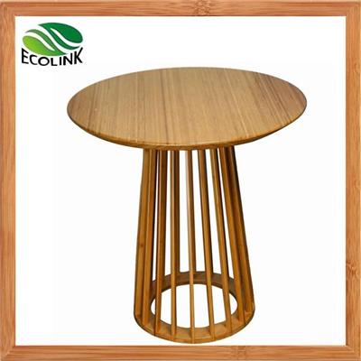 Solid Bamboo Round Tea Side End Bar Table In Natural Color