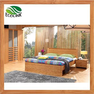 Contemporary Solid Bamboo Wood Platform King Queen Size Bed